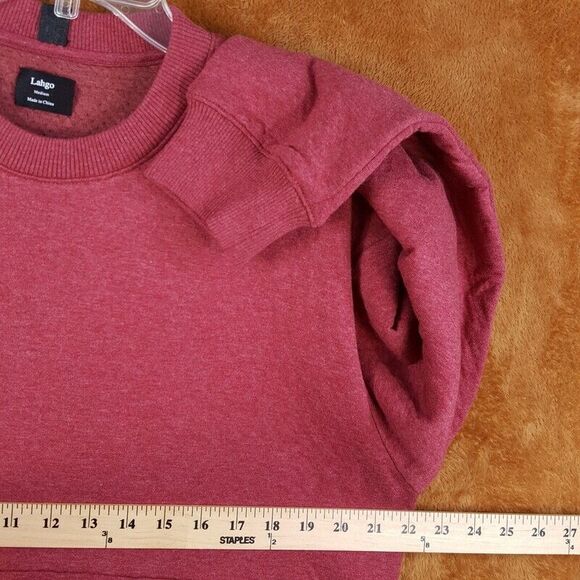 LUNYA Mens Sweatshirt Medium Maroon Pullover Crew RESTORE DOUBLE FACED LAHGO - Picture 6 of 8